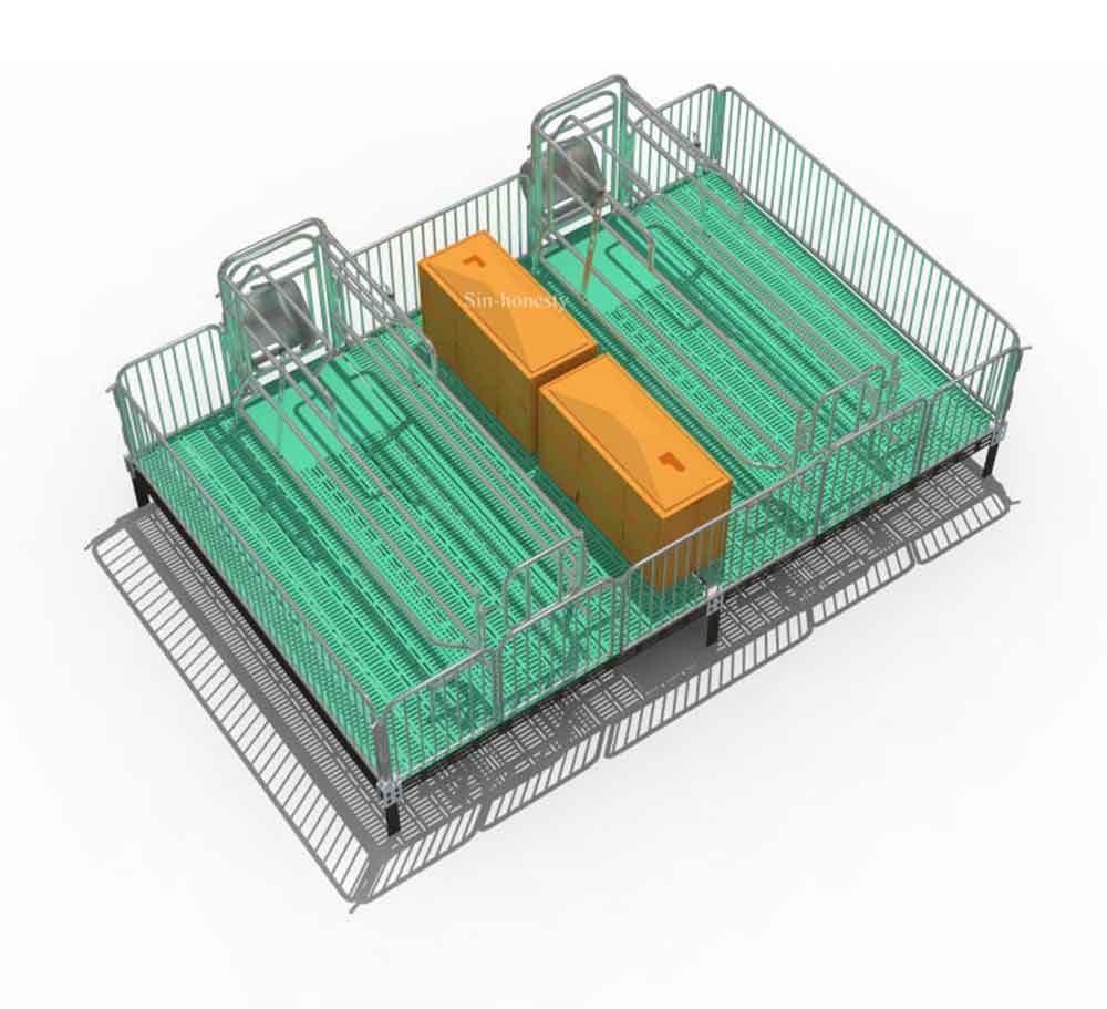 Farrowing crate provides the safe and comfortable environment for the sows ...